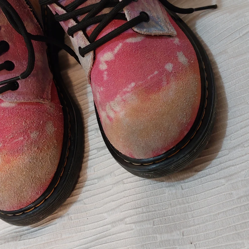 Dr. Martens Kids Pink and Orange Tie-Dye Boots Size 3